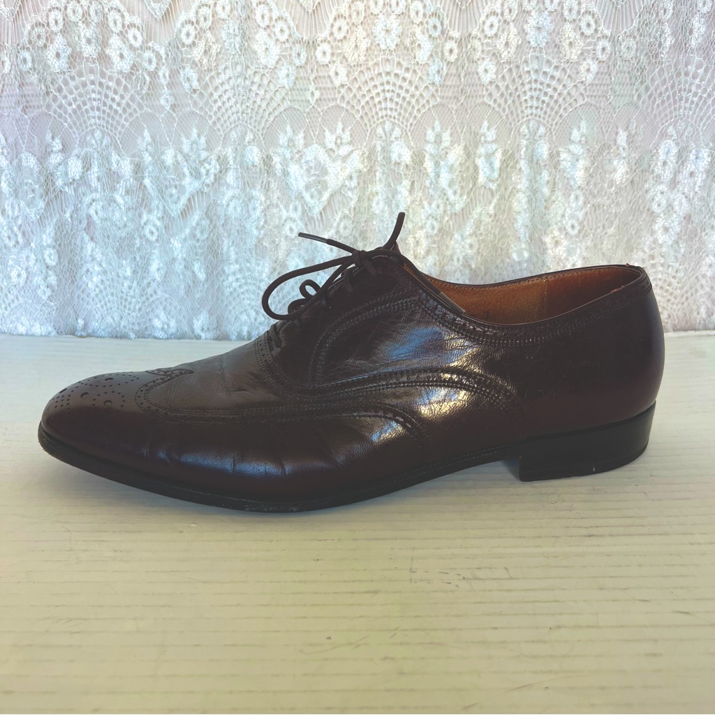 Bally Burgundy Cordovan Leather Wing Tip Angelo Oxford Sz 8 D Vintage Mens Dress